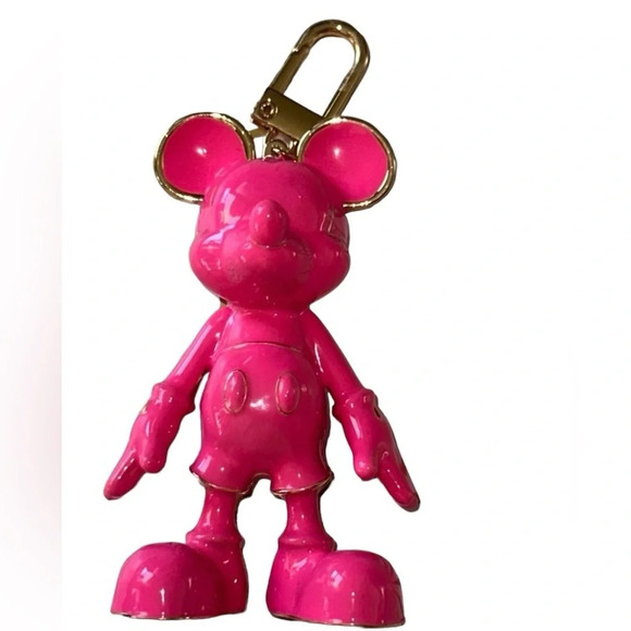 DISNEY X BAUBLEBAR Barbie Bubblegum Pink Mickey Mouse Keychain Bag Charm NEW NWT - Picture 5 of 16